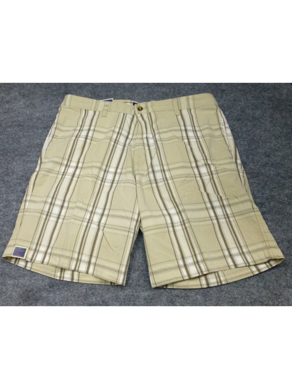 NWT Saddlebred Mens Plaid Flat-Front Shorts Khaki/Beige 36W 9" Inseam Summer Cas